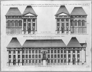 A Hopital des Enfants Trouves domborzata, Pierre Patte (1723-1814) metszete, 1748 alkotó: Germain Boffrand
