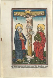 Krisztus a kereszten a Szűzanyával és Szent Jánossal alkotó: German 15th Century
