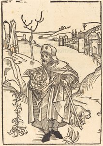 Gerson mint zarándok, háttérben a várossal alkotó: German 15th Century