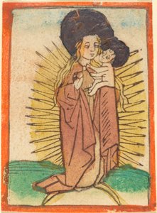 Madonna és a gyermek dicsőségben a félholdon állva alkotó: German 15th Century
