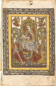 Tizennyolc szent nővel trónoló Madonna alkotó: German 15th Century or Master with the Mountain Like Clouds