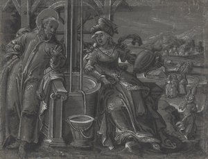 Krisztus és a szamáriai asszony [verso] alkotó: German 16th Century