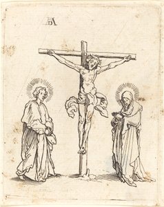 A keresztre feszítés Szűzanyával és Szent Jánossal alkotó: German 16th Century after Albrecht Dürer