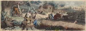 Új település az amerikai nyugaton (színes metszet) alkotó: German School