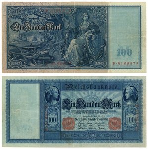 Százmárkás bankjegy, 1910 (recto and verso) alkotó: German School