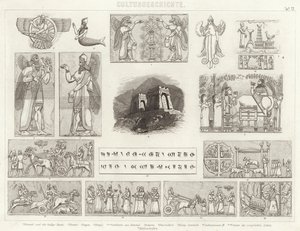 Ókori Asszíria. Illusztráció a Bilder-Atlashoz (metszet) alkotó: German School