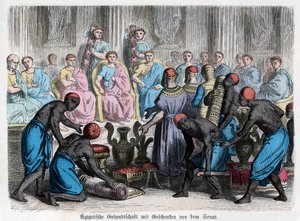 Őstörténelem. Róma. Egyiptomi követség ajándékokat nyújt át egy ... (metszet). alkotó: German School