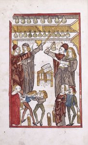 Patikárok és bájitalok, két fiúval az előtérben, 1491 alkotó: German School