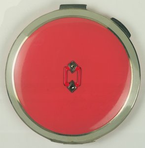 Art Deco Powder Compact, Rowenta, 1950-es évek (korall) alkotó: German School