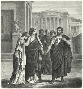 Atilius Regulus arra készül, hogy elhagyja Rómát, hogy visszatérjen a karthágói fogságba (metszet) alkotó: German School