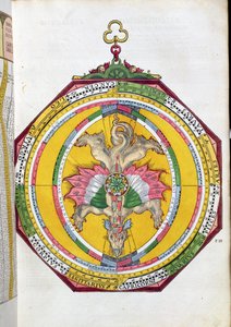 BT1.70.2 Volvelleor állatövvel, illusztrációja az Astronimicum Caesareumból, Peter Apian (Bennewitz) (1495-1552) pub. Ingolstadtban, 1540 (színes fametszet)