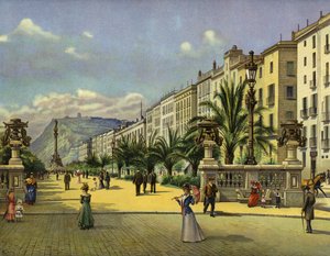 Barcelona, Paseo de Colon (chromolitho) alkotó: German School