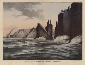 Bazaltoszlopok a Tasman-szigeten, Tasmania, Ausztrália (színes litó) alkotó: German School