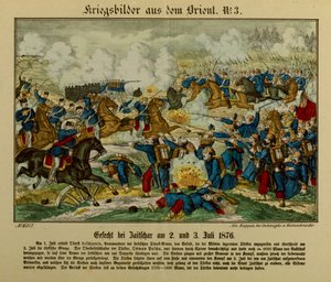 Csata Zajecarnál, 1876. július 2-3., az első szerb-oszmán háború alatt (1876-77), Neuruppiner Bilderbogen, 1876 alkotó: German School