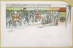 Tengerparti idill Rontgen stílusban, rajzfilm a röntgenről, 1896-99 körül (színes metszet) alkotó: German School