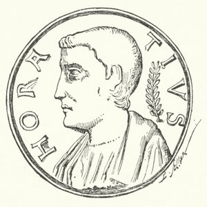 Bronz érme a római hős, Horatius fejével (metszet) alkotó: German School