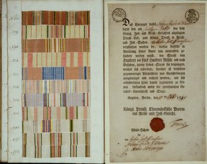 A Porosz Királyi Hadsereg katonájának hadjárati szalagjai és szolgálati jegyzőkönyve, 1778 alkotó: German School