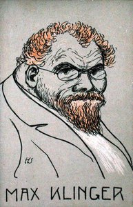 Max Klinger (1857-1920) karikatúrája (színes litó) alkotó: German School