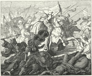 Charles Martel a poitiers-i csatában, 732 (metszet) alkotó: German School