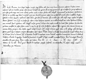 Henry Raspe türingiai földgróf és német antikirály oklevele Hermann würzburgi püspök számára alkotó: German School