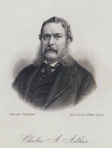 Chester A Arthur amerikai politikus és az Egyesült Államok 21. elnöke (metszet) alkotó: German School