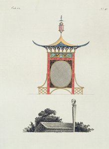 Kínai kerti képernyő, a Legutóbbi új ötletek a kerthez című kiadványból, 1779-ben alkotó: German School