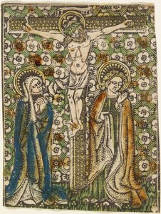Krisztus a kereszten Máriával és Szent Jánossal, 1460 körül (metszet) alkotó: German School