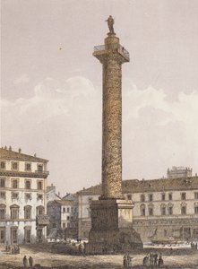 Marcus Aurelius oszlop, Róma (színes litográfia) alkotó: German School