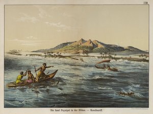 Korallzátony Puynipet szigeténél (Pohnpei), Karolinos szigetek (színes litho) alkotó: German School