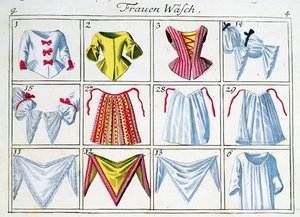 Fűzők és alsóneműk a női ruházati sorozatból (toll és tinta, valamint wc papíron) alkotó: German School