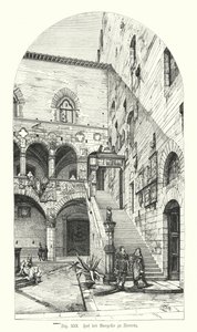 A Bargello udvara, Firenze, Olaszország (metszet) alkotó: German School