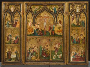 Keresztre feszített triptichon (korábban Estouteville-i triptichon néven), 1374 körül (tempera a panelen) alkotó: German School
