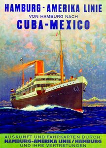 Kuba – Mexikó, a Hamburg American Line-t hirdető plakát, 1899