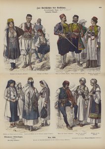 Dalmát viseletek, 19. század vége (színes metszet) alkotó: German School