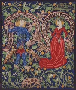 Részlet egy tündéreket ábrázoló faliszőnyegből, Bázel, 1490 körül (színes litográfia) alkotó: German School