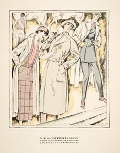 "Die Sachverständigen", a Stawropulos  Moldauer kabátok reklámja, a Styl, kiadó 1922 (pochoir print) alkotó: German School