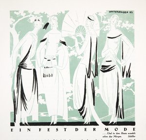 Ein Fest der Mode, a Styl, pub.1922-ből (pochoir print) alkotó: German School