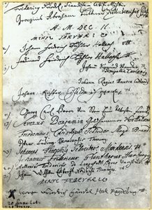 Bejegyzés a Halle Egyetem irataiba, amely Händel nevét tartalmazza, 1702 alkotó: German School