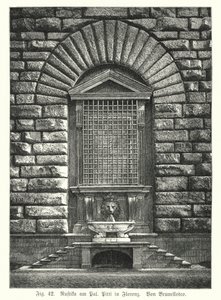 Példa rusztifikációra, Filippo Brunelleschi, Palazzo Pitti, Firenze, Olaszország (metszet) alkotó: German School