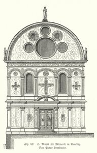 A Santa Maria dei Miracoli templom homlokzata, Pietro Lombardo tervezte, Velence, Olaszország (metszet) alkotó: German School