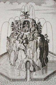 Szökőkút terve, az "Architectura Curiosa Nova"-ból, Georg Andreas Bockler (1617-85), megjelent 1704 (metszet) alkotó: German School