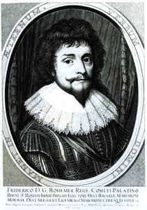 V. Frigyes (1596-1632), cseh király, rajnai pfalzi választófejedelem, Willem Hondius (1597 körül - 1660 között) metszete, 1633. alkotó: German School