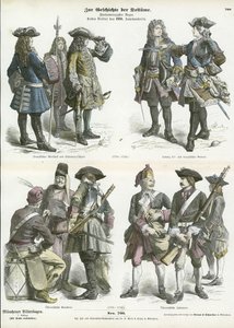 Francia és osztrák katonai egyenruhák, 18. század eleje alkotó: German School