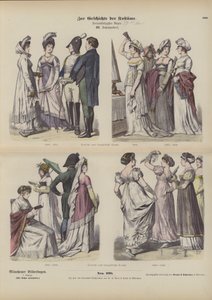 Francia és német viseletek, 19. század eleje (színes metszet) alkotó: German School