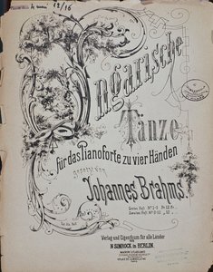 Johannes Brahms (1833-1897) Magyar táncok frontképe (Ungarische Tanze) alkotó: German School