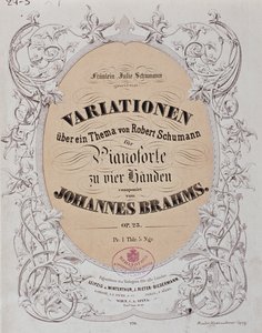 Johannes Brahms (1833-1897) "Variációk egy témájára Robert Schumann" (Op. 23) előképe alkotó: German School