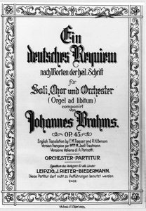 Johannes Brahms (1833-1897) Német Rekviemjének frontképe (litho) alkotó: German School