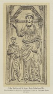Galla Placidia, I. Theodisius római császár lánya és fia, III. Valentinianus (metszet) alkotó: German School