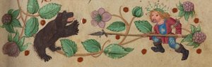 Garlanded Hunter gyalog lándzsás medvét, c. 1475-1485 alkotó: German School