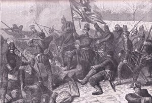 Von Budretzky tábornok, aki a Le Bourget elleni támadást vezette, Cassells: A Franciaország és Németország közötti háború története, Cassell and Company Limited, 1890 körül (litho) alkotó: German School